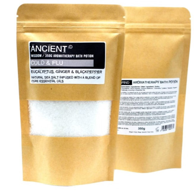 Ancient Aromaterapi Cold & Flu Havssalt Med Eucalyptus, Ingefära och Svartpeppar 350g