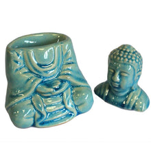 Ladda upp bild till gallerivisning, Aromalykta Sittande Buddha Blå Med Lock
